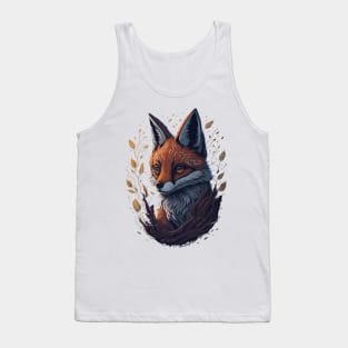 Cute Fox Fantasy forest pattern Tank Top